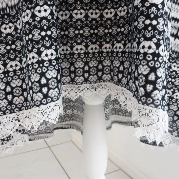 Like New World Unity Stretch Jersey Sleeveless Tassel Black White Ikat Dress S - Picture 5 of 13